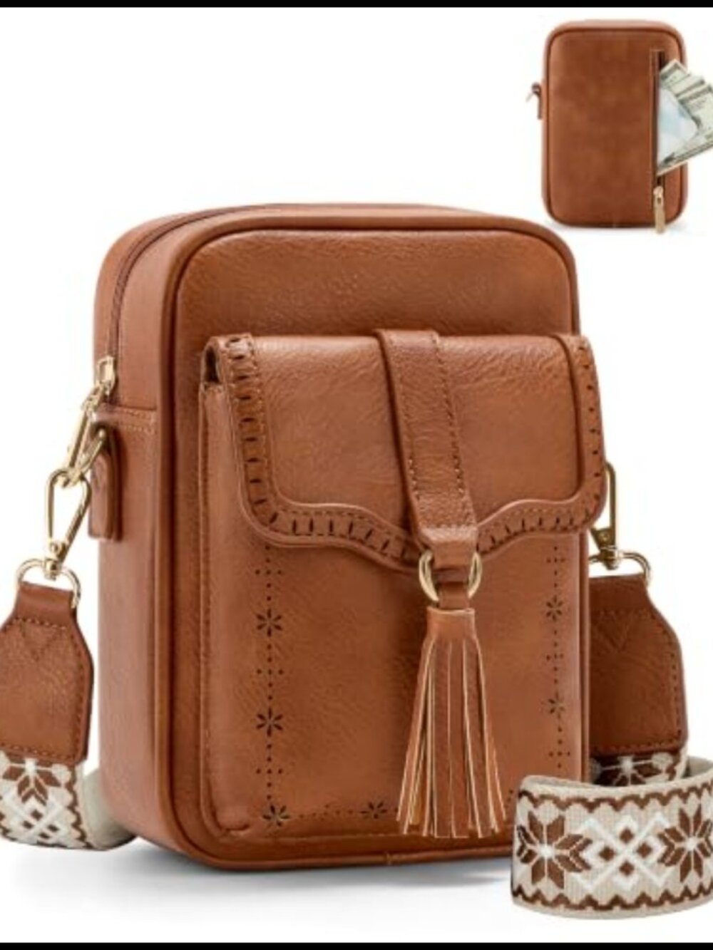 RFID Crossbody Bag Lightweight Phone Purse Water-Resistant Vegan Leather